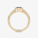 Złoty pierścionek z szafirem i diamentami o eleganckim designie od Venetia Jewels