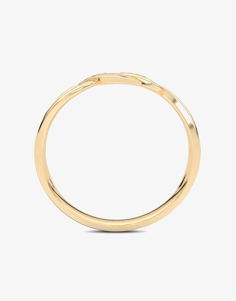 Spleciony pierścionek z brylantami w złotej oprawie, elegancka biżuteria od Venetia Jewels