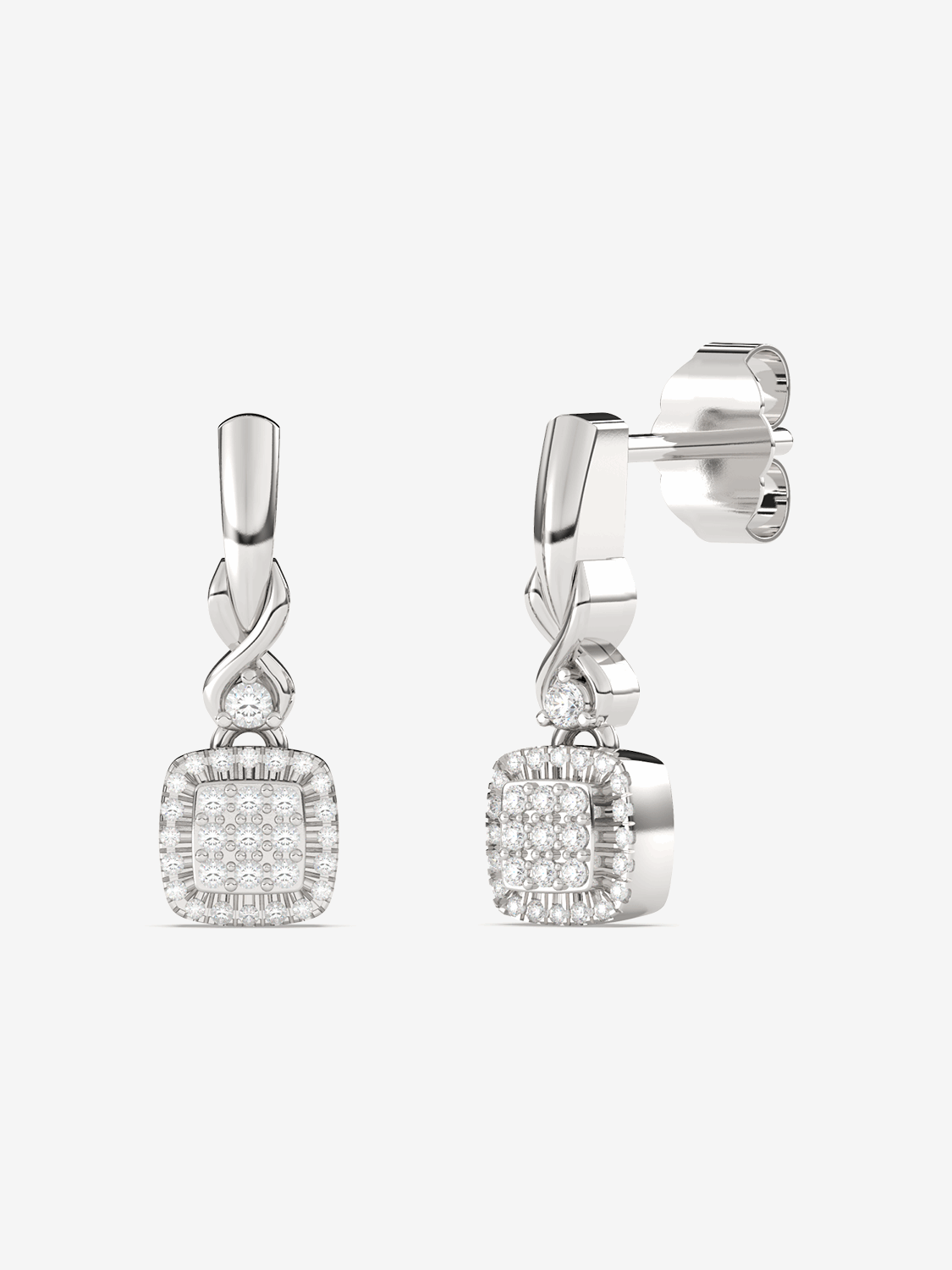 Eleganckie kwadratowe złote kolczyki z brylantami od Venetia Jewels z wyjątkowym blaskiem