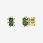 Szmaragdowe kolczyki vintage od Venetia Jewels z diamentowymi akcentami w złotej oprawie