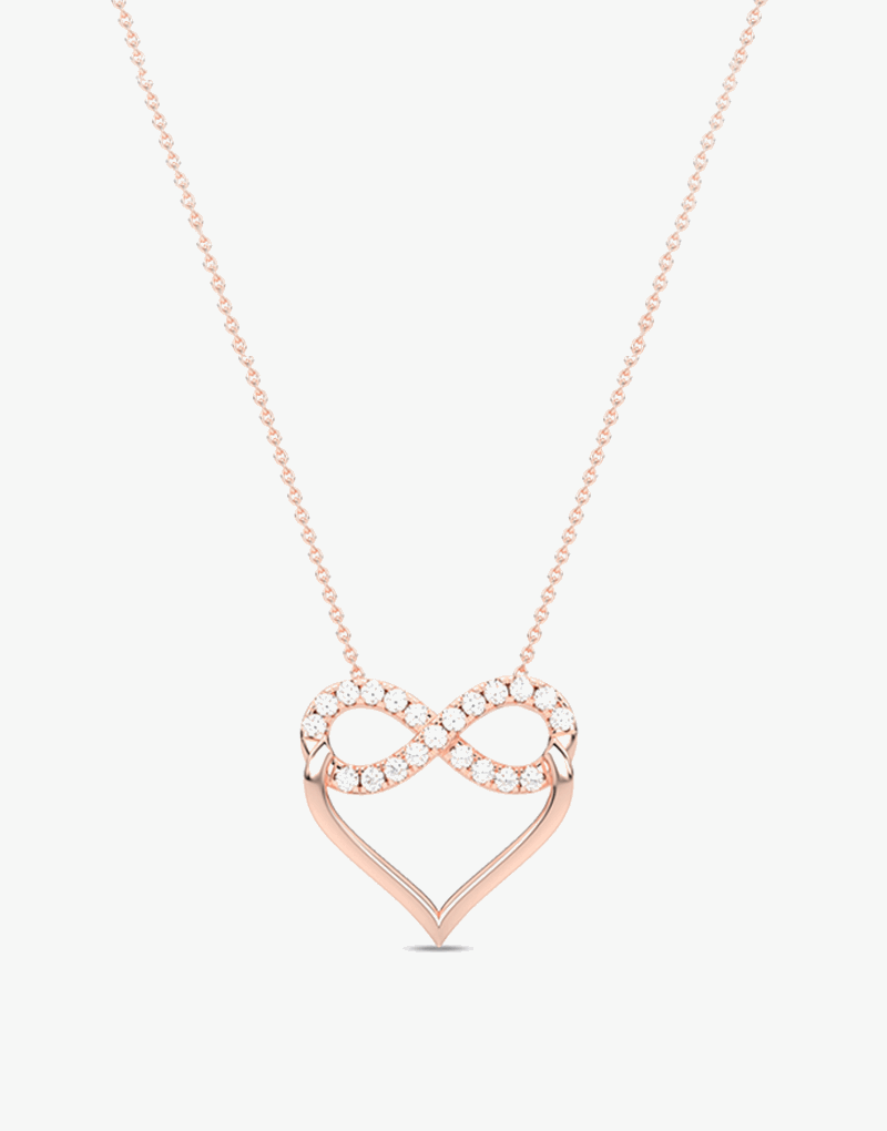 Wisiorek serce nieskończoność złoto z błyszczącymi kryształkami w romantycznym stylu