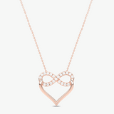 Wisiorek serce nieskończoność złoto z błyszczącymi kryształkami w romantycznym stylu