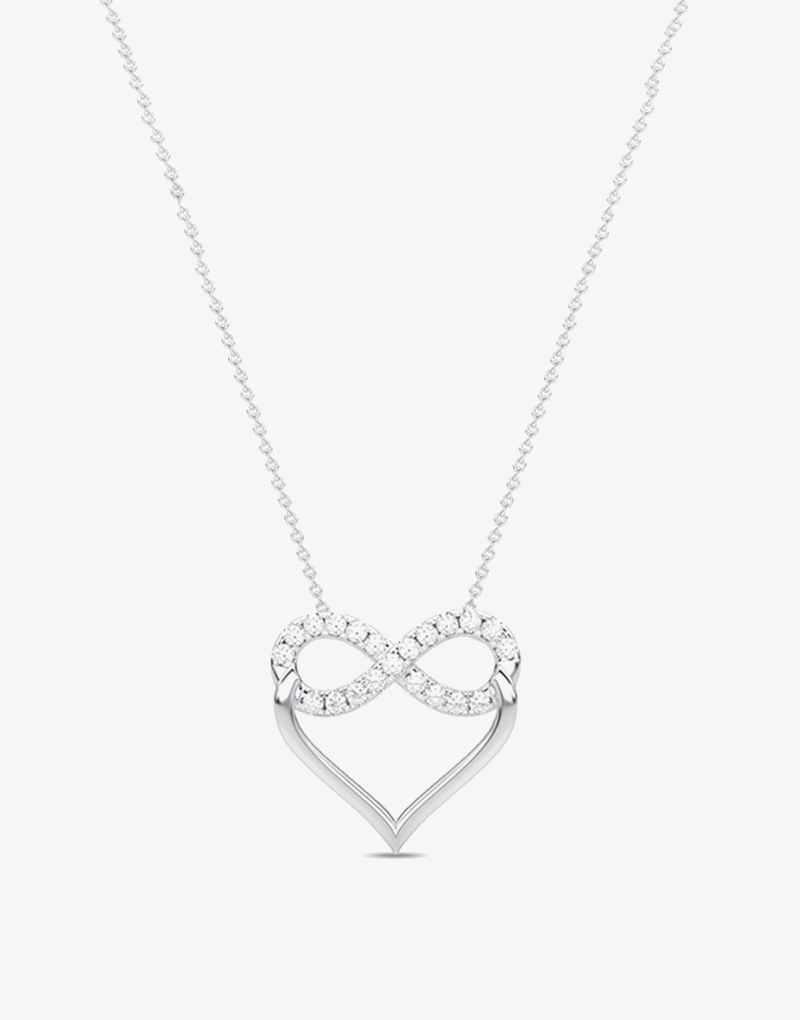 Wisiorek serce nieskończoność złoto z delikatnymi kryształami na eleganckim łańcuszku