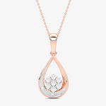 Wisiorek z brylantami łezka z różowego złota, elegancki i romantyczny naszyjnik na delikatnym łańcuszku