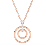 Wisiorek z brylantami w formie dwóch złotych okręgów na delikatnym łańcuszku od Venetia Jewels