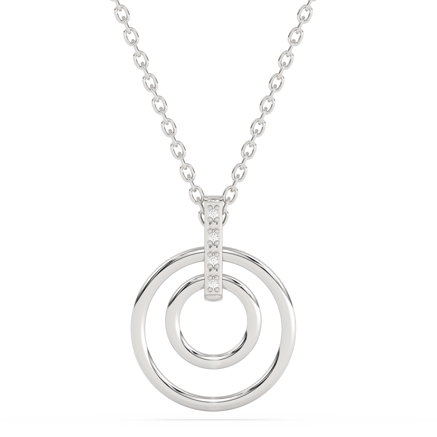 Wisiorek z brylantami w srebrnym kolorze z okrągłym zawieszeniem na łańcuszku