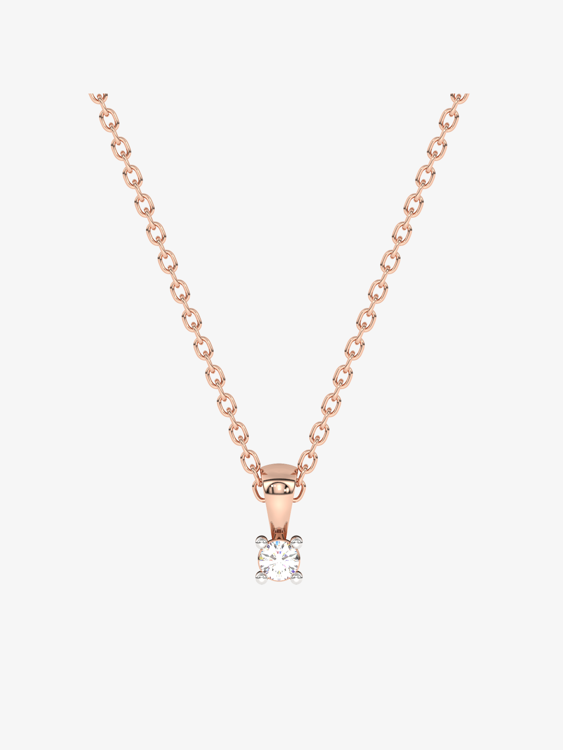 Wisiorek z brylantem na różowej złotej łańcuszku, elegancki dodatek do każdej stylizacji