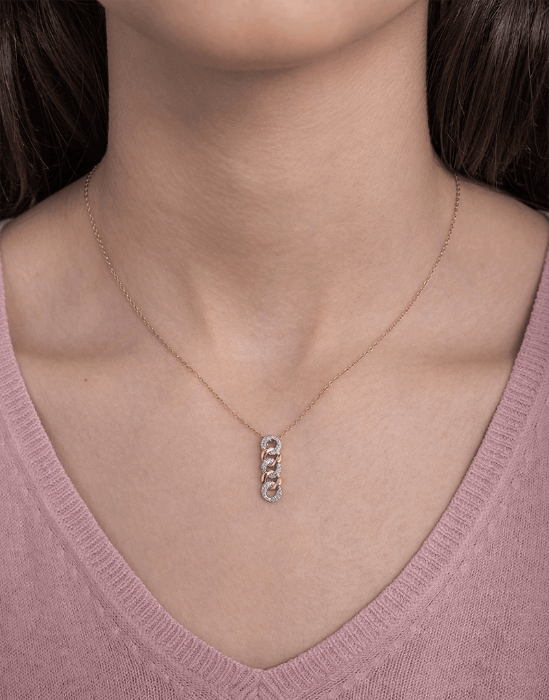 Wisiorek z ogniwami łańcucha złoto 14k zawieszony na cienkim łańcuszku, idealny na każdą okazję