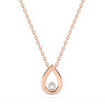 Zawieszka gruszka złota z brylantem w delikatnym stylu na łańcuszku różowego złota