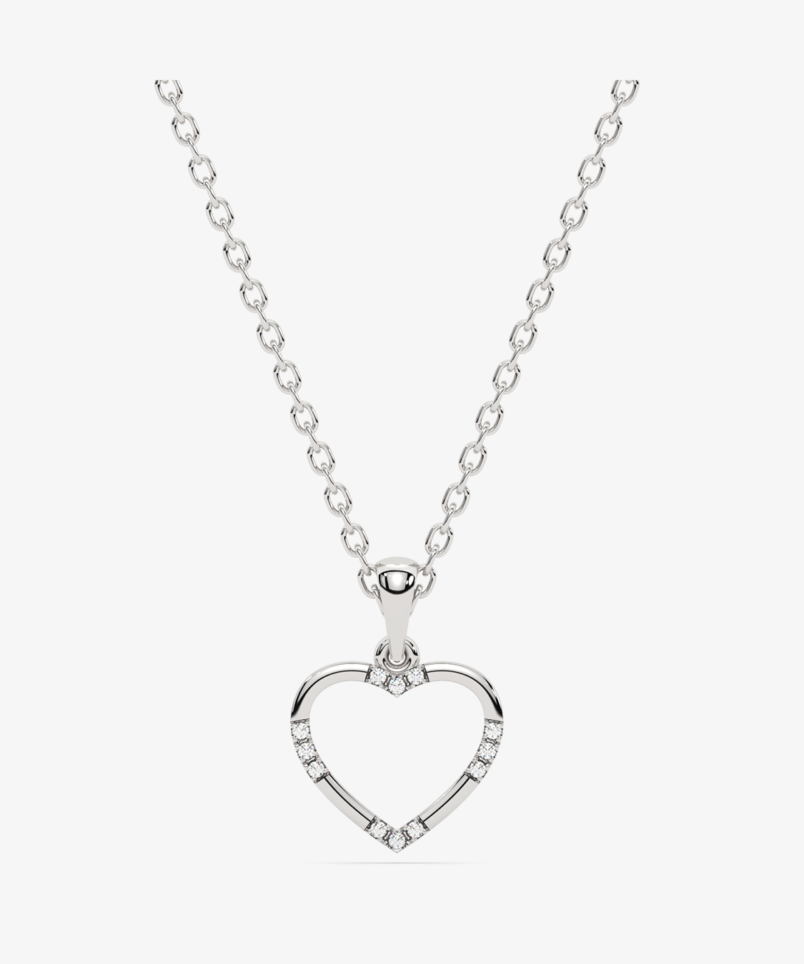 Zawieszka serce złoto 585 z diamentami na delikatnym srebrnym łańcuszku