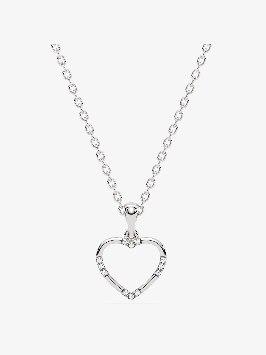 Zawieszka serce złoto 585 z diamentami na delikatnym srebrnym łańcuszku