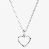 Zawieszka serce złoto 585 z diamentami na delikatnym srebrnym łańcuszku