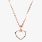 Zawieszka serce złoto 585 z kryształami na delikatnym łańcuszku różowego złota