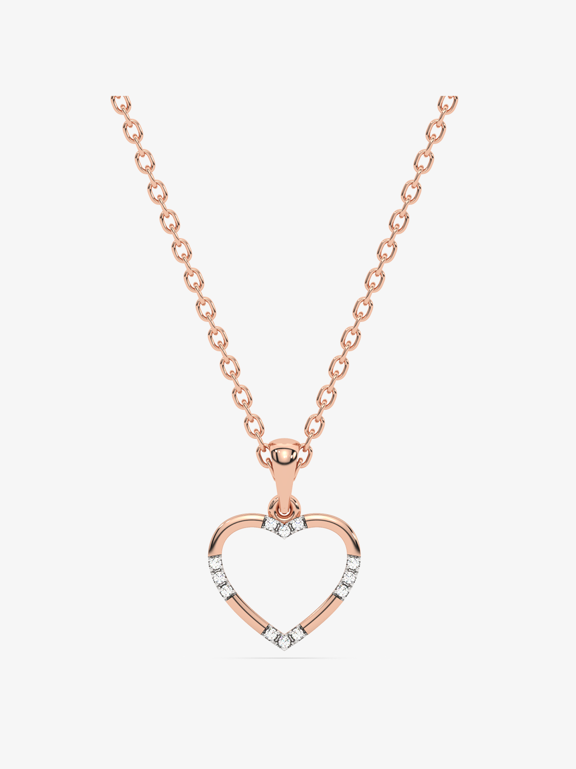 Zawieszka serce złoto 585 z kryształami na delikatnym łańcuszku różowego złota