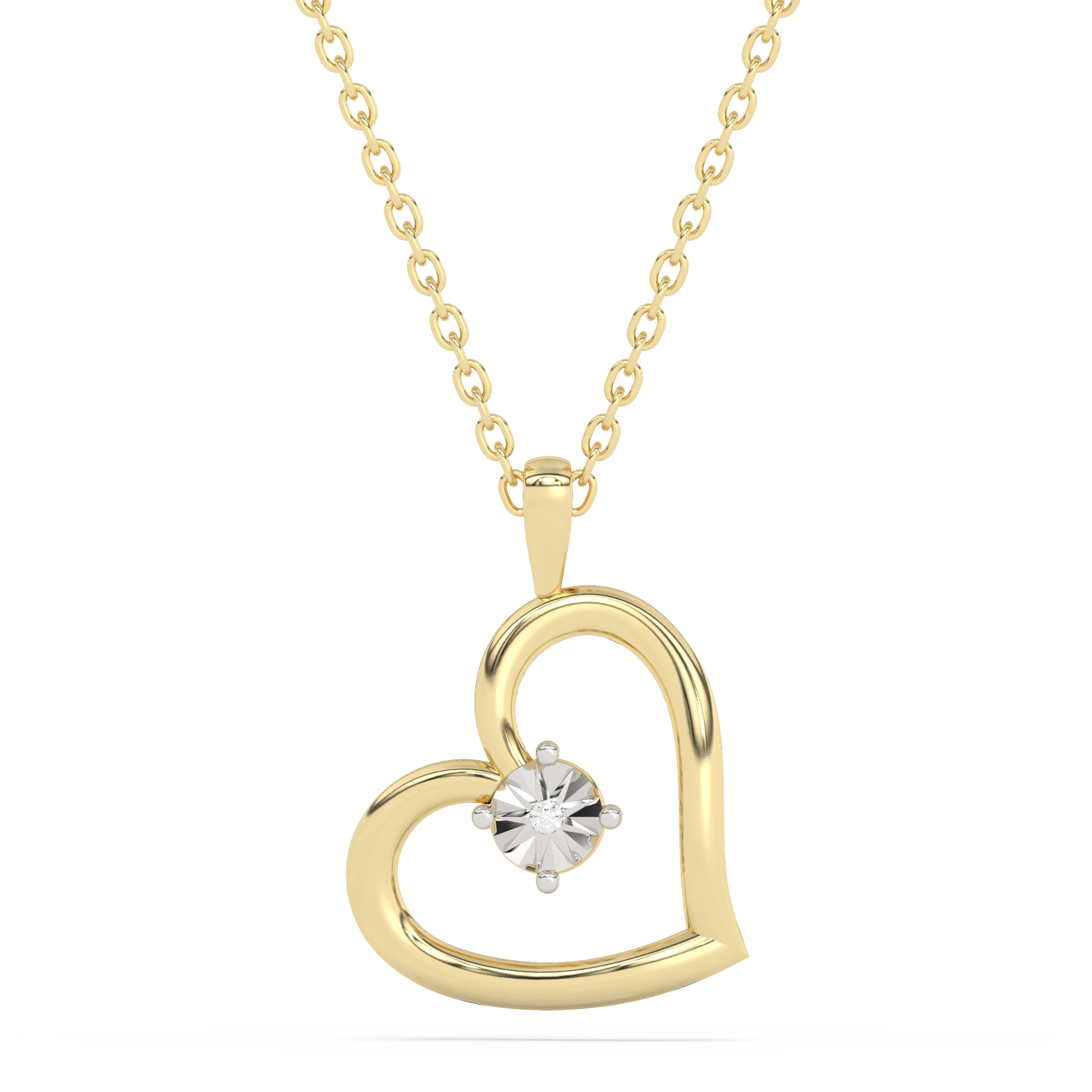 Zawieszka serce złoto 585 z diamentem na delikatnym łańcuszku, idealna na prezent