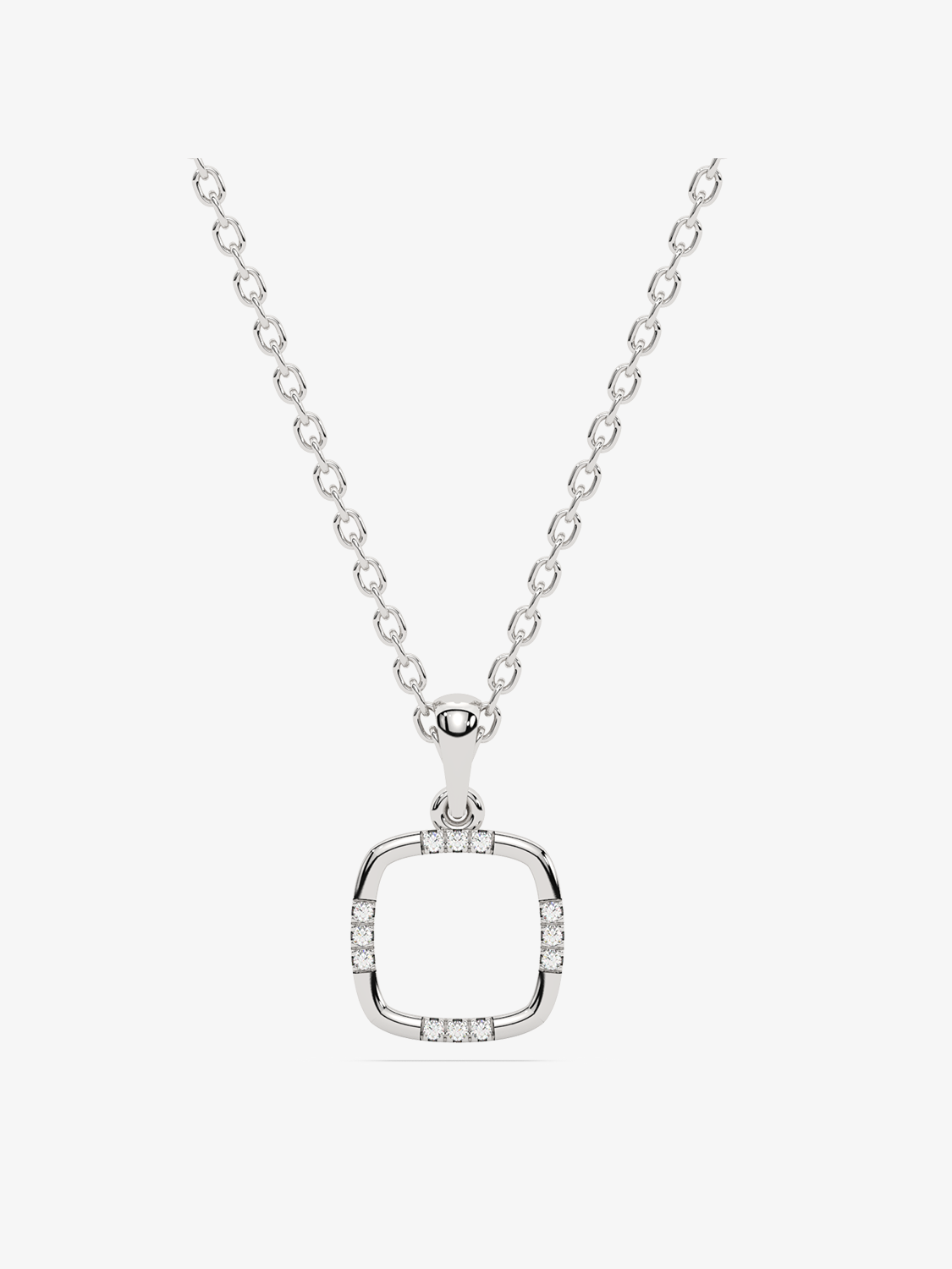 Srebrna naszyjnik z zawieszką z brylantami w kształcie kwadratu dla eleganckich stylizacji