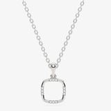 Srebrna naszyjnik z zawieszką z brylantami w kształcie kwadratu dla eleganckich stylizacji