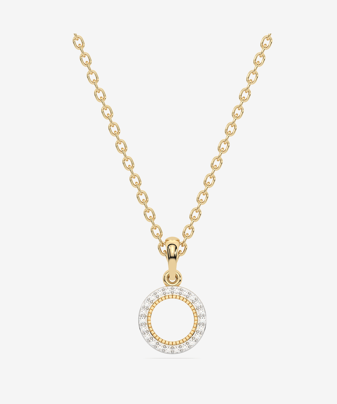 Zawieszka z brylantami złoto 14k z okrągłym wisiorkiem na złotym łańcuszku