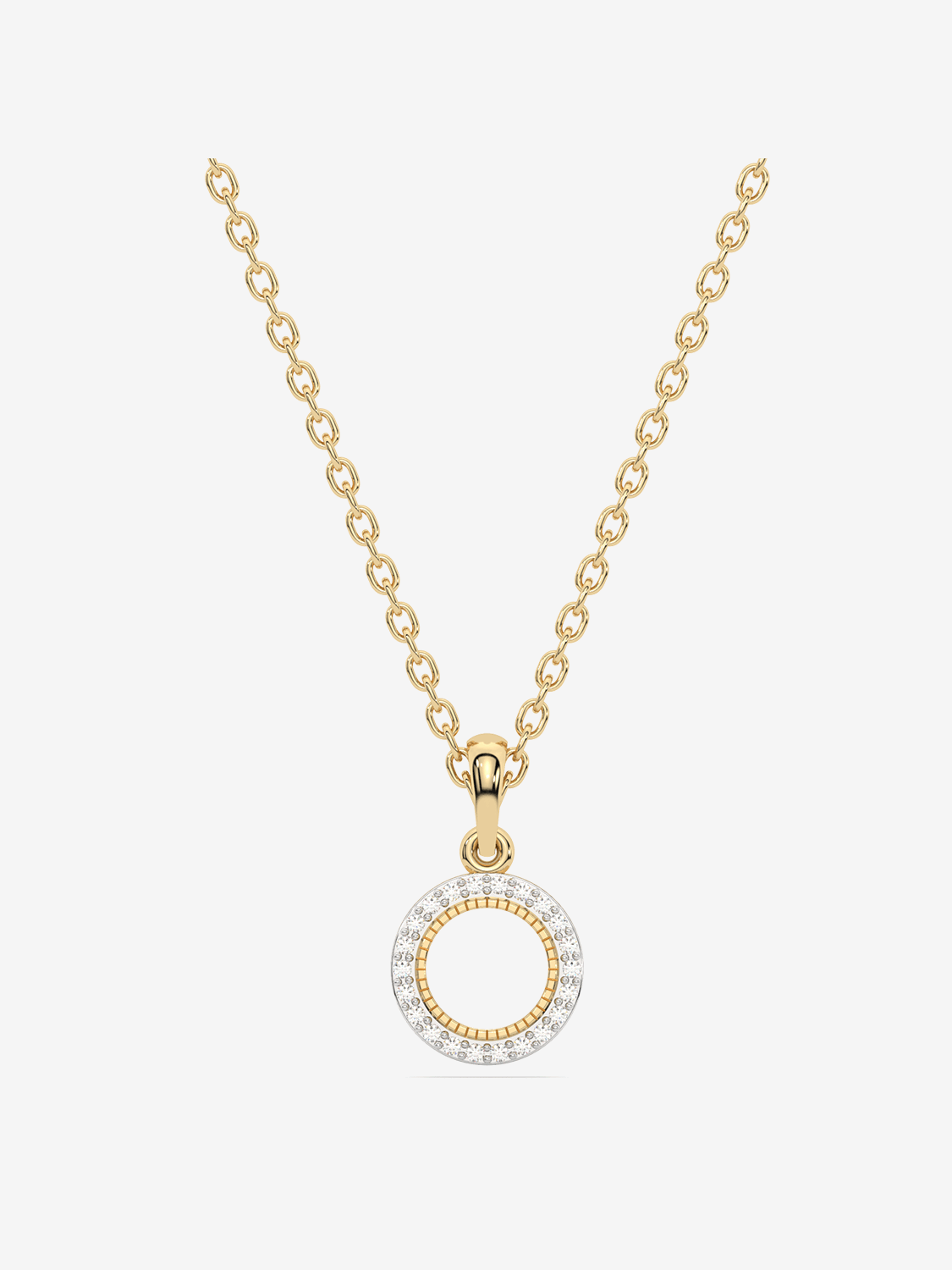 Zawieszka z brylantami złoto 14k z okrągłym wisiorkiem na złotym łańcuszku