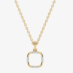 Złoty naszyjnik z zawieszką z brylantami w kształcie kwadratu, elegancka biżuteria od Venetia Jewels