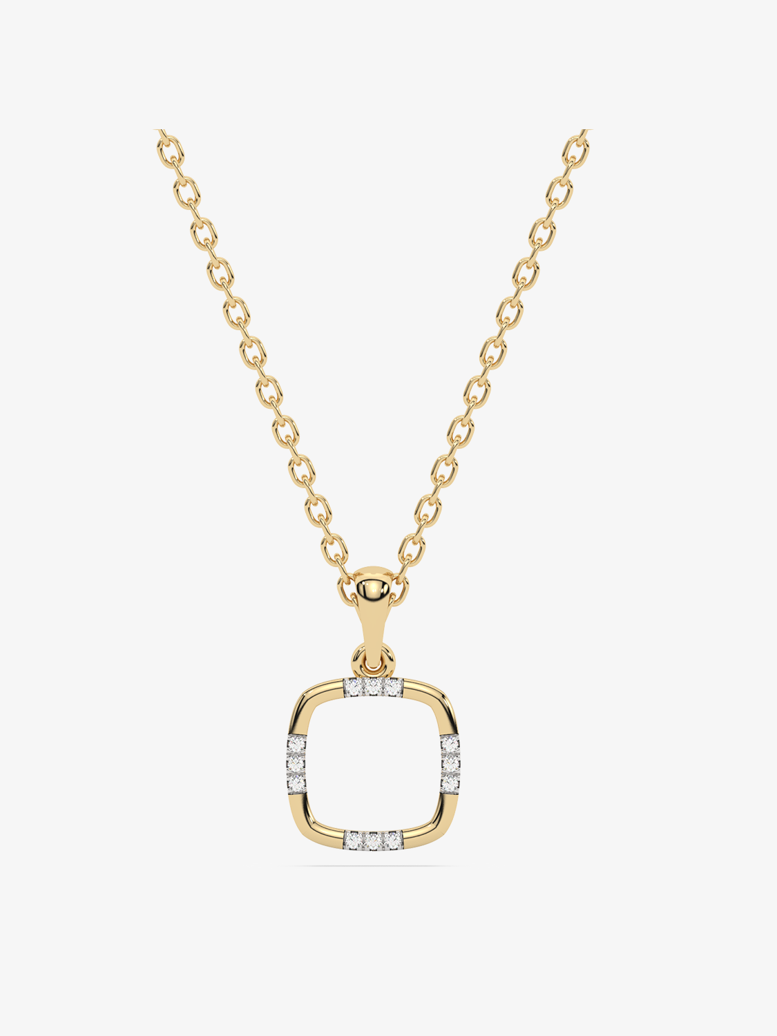 Złoty naszyjnik z zawieszką z brylantami w kształcie kwadratu, elegancka biżuteria od Venetia Jewels