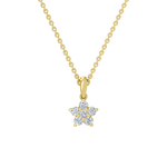 Złota zawieszka kwiatek z brylantami na łańcuszku, elegancki dodatek do biżuterii