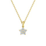 Złota zawieszka kwiatek z brylantami na łańcuszku, elegancki dodatek do biżuterii