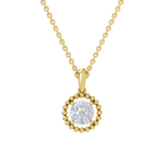 Złota zawieszka okrągła z brylantami na delikatnym łańcuszku, idealna na eleganckie okazje
