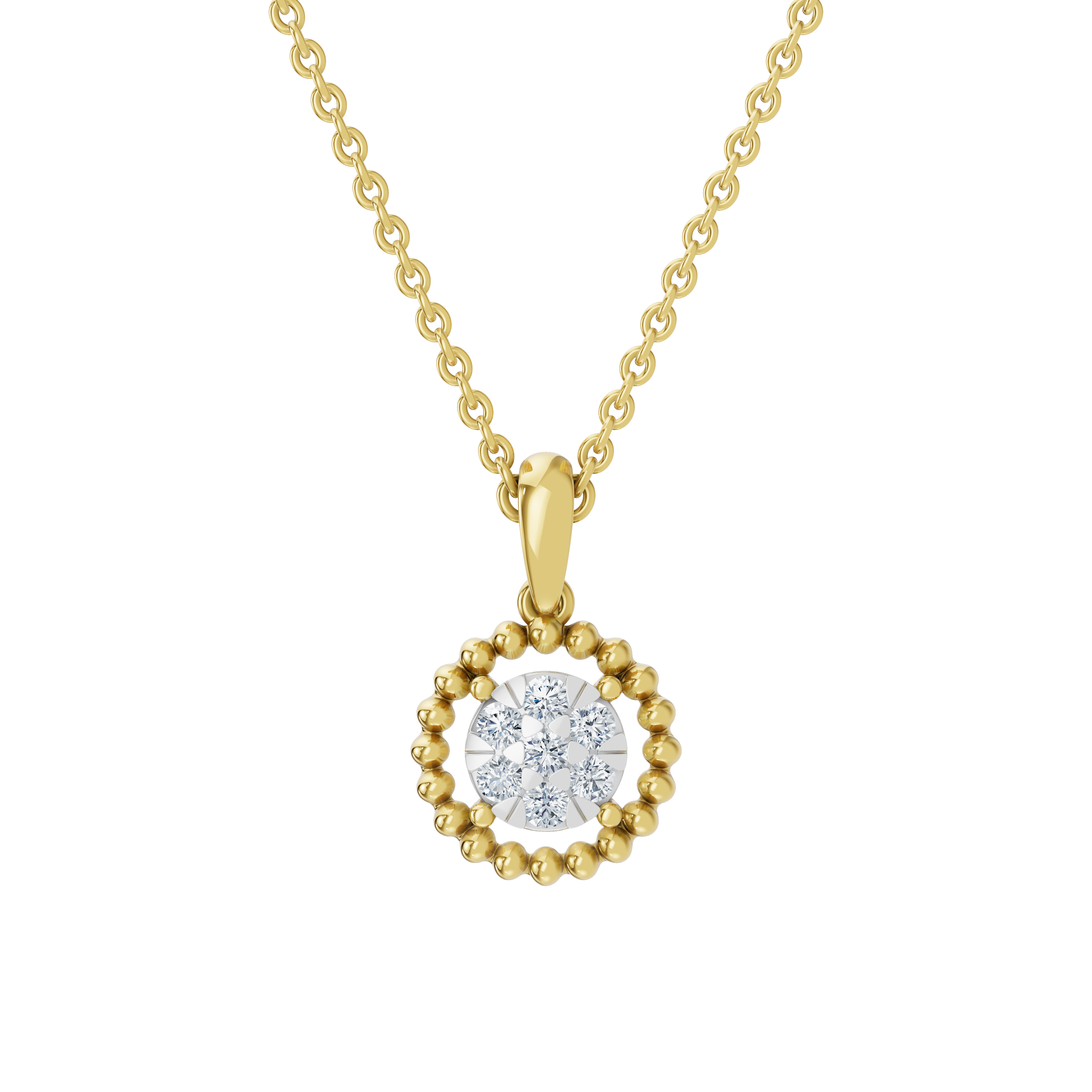 Złota zawieszka okrągła z brylantami na delikatnym łańcuszku, idealna na eleganckie okazje