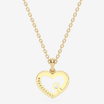 Złota zawieszka serce z brylantami na delikatnym łańcuszku, idealna na prezent dla ukochanej osoby