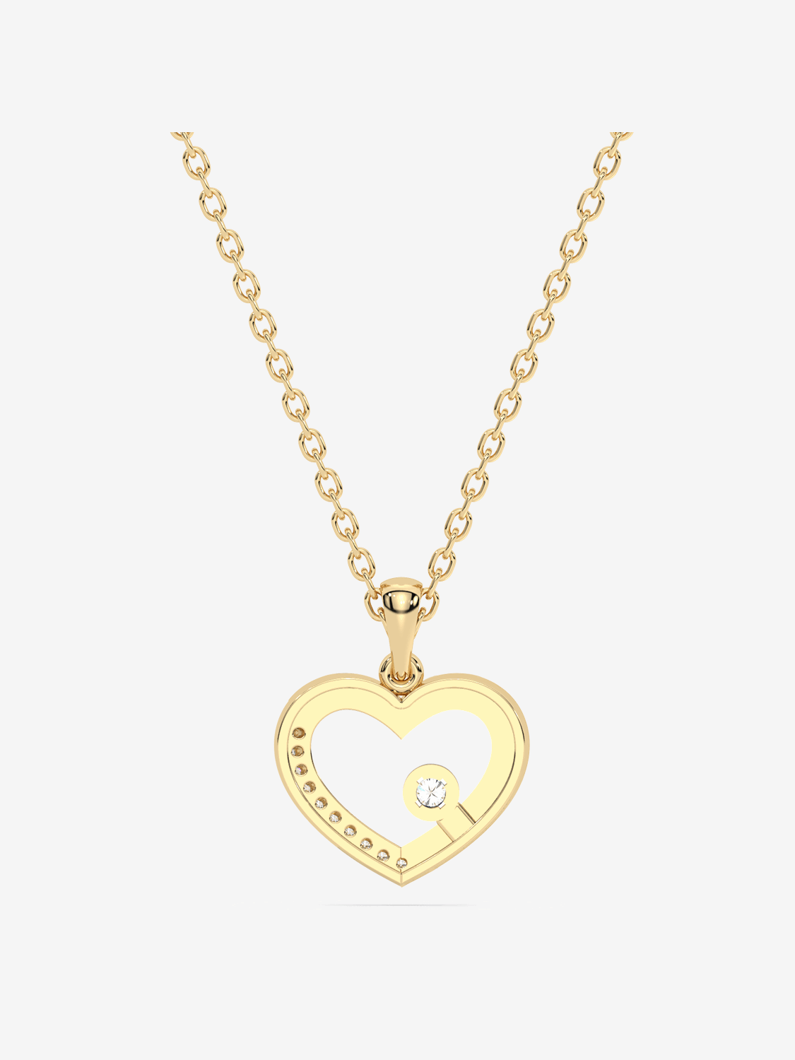 Złota zawieszka serce z brylantami na delikatnym łańcuszku, idealna na prezent dla ukochanej osoby