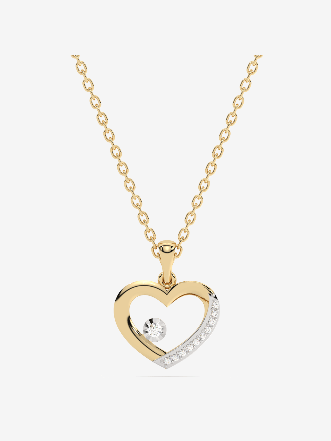 Złota zawieszka serce z brylantami w delikatnym wzorze na łańcuszku, idealna na prezent