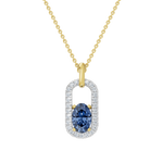 Złota zawieszka z szafirem i brylantami na delikatnym łańcuszku od Venetia Jewels