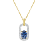 Złota zawieszka z szafirem i brylantami na delikatnym łańcuszku od Venetia Jewels