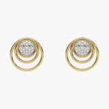 Złote kolczyki sztyfty z brylantami w okrągłym wzorze dla eleganckiego wyglądu