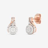 Złote kolczyki w kształcie łezek z brylantami, eleganckie z wykończeniem w kolorze różowego złota