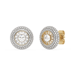 Eleganckie złote kolczyki z brylantami w okrągłym designie, idealne na specjalne okazje