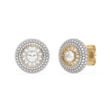 Eleganckie złote kolczyki z brylantami w okrągłym designie, idealne na specjalne okazje