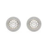 Eleganckie złote kolczyki z brylantami w okrągłym wzorze z centralnym brylantem