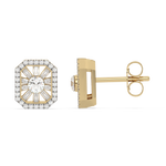 Złote kolczyki z brylantami w nowoczesnym kształcie z eleganckim wykończeniem, idealne na specjalne okazje