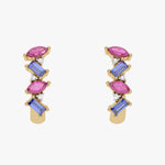 Złote kolczyki z granatami i tanzanitami, eleganckie zdobienia i unikalny design od Venetia Jewels