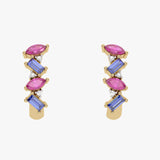 Złote kolczyki z granatami i tanzanitami, eleganckie zdobienia i unikalny design od Venetia Jewels