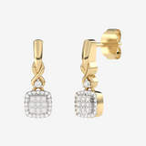 VBE-516 kwadratowe złote kolczyki z brylantami z eleganckim wykończeniem