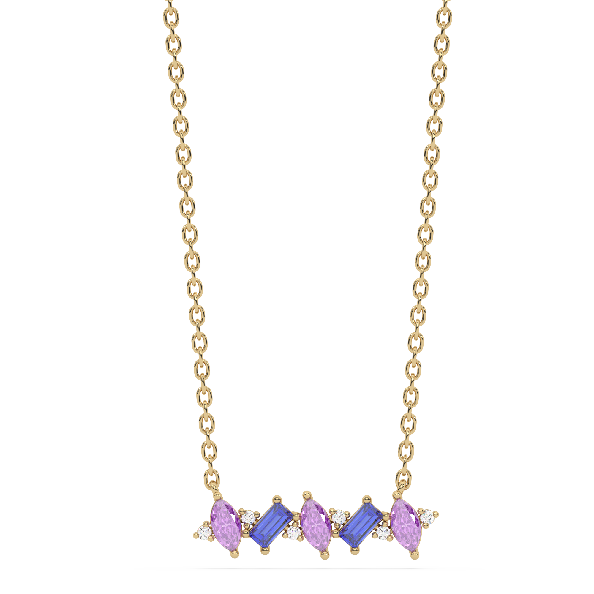 Złoty naszyjnik z ametystem i brylantami w eleganckim wzornictwie od Venetia Jewels