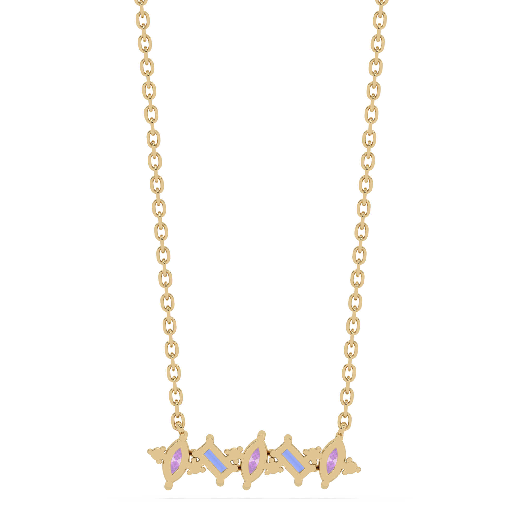 Złoty naszyjnik z ametystem i brylantami od Venetia Jewels, elegancki dodatek na każdą okazję