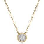 Złoty naszyjnik z brylantami z okrągłym wisiorkiem, elegancki i stylowy dodatek biżuteryjny