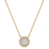 Złoty naszyjnik z brylantami z okrągłym wisiorkiem, elegancki i stylowy dodatek biżuteryjny