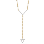 Złoty naszyjnik z brylantami w kształcie litery V, idealny na eleganckie okazje