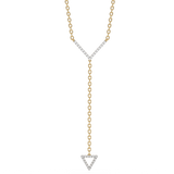 Złoty naszyjnik z brylantami w kształcie litery V, idealny na eleganckie okazje