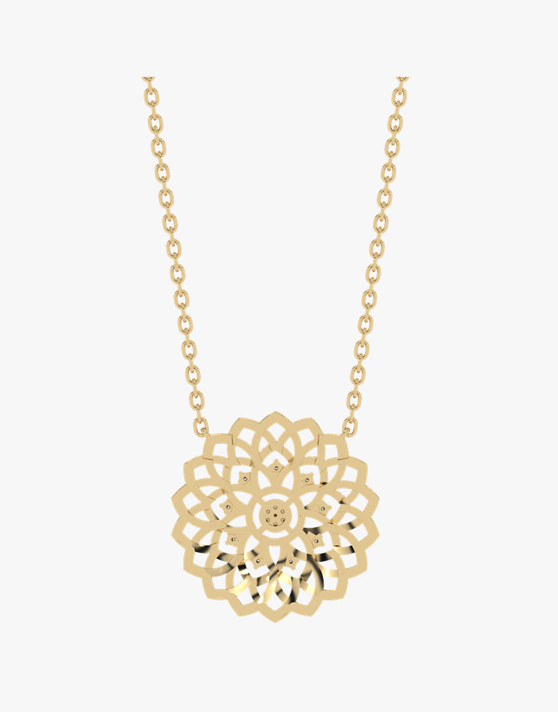Złoty naszyjnik z brylantami w kształcie kwiatowego wzoru od Venetia Jewels